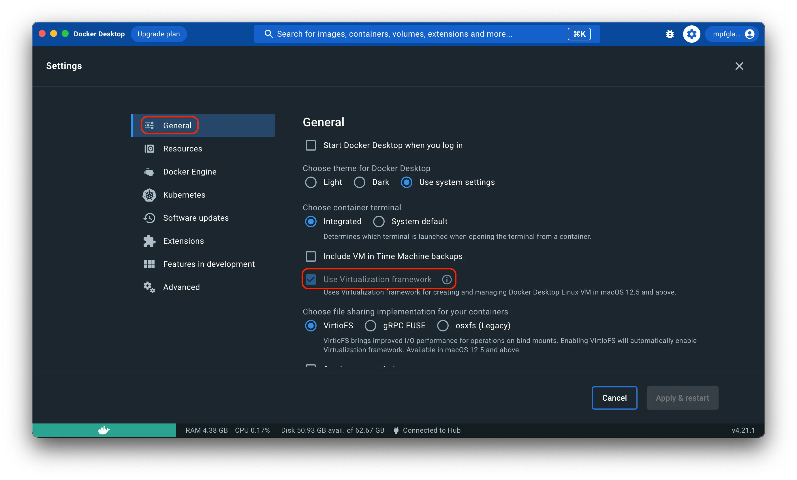 Docker Desktop Rosetta 2 - Step 1